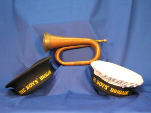 Boys, Brigade bugle and caps